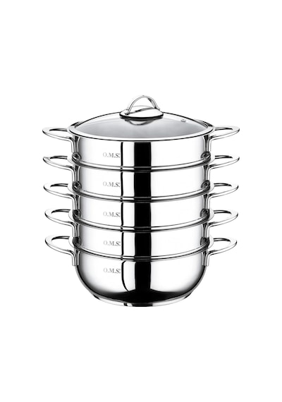 6090c 6 Parça Paslanmaz Çelik 24x9 Cm Mantı Tenceresi Gümüş