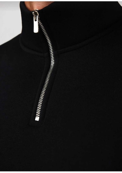 Kozia Outdoors Dik Yakalı Fermuarlı Oversize Unisex Sweatshirt Siyah