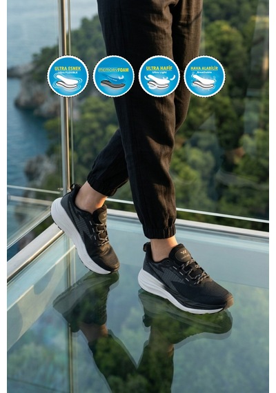 Walkway Flexion G Siyah-beyaz Memory Foam Unisex Spor Ayakkabı SİYAH-BEYAZ