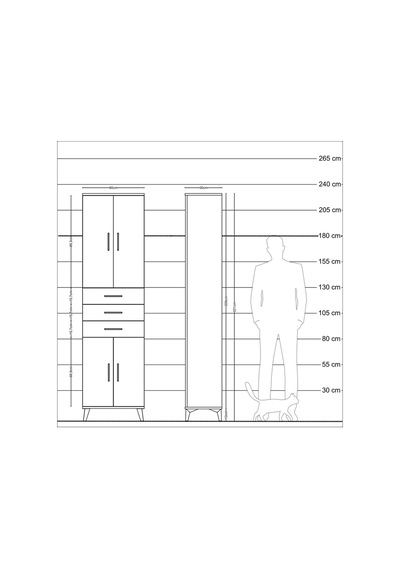 Arges Dolap 4 Raflı 3 Çekmeceli 4 Kapaklı 60x30x221 Çam-aytaşı Atlas Çam
