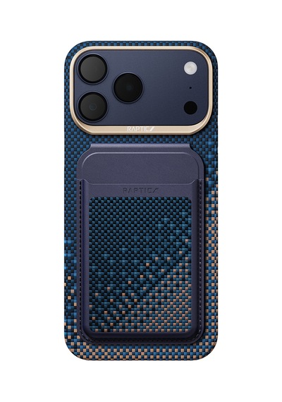 Apple iPhone Uyumlu 17 Pro Max Kılıf Raptic 2in1 Bundle Kit Aramid Skin Serenity Seri Kartlıklı Karbon Kapak Laci Lacivert