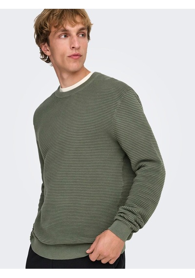 Only & Sons Onsron Reg Ls Crew Neck Knıt Noos Castor Gray Çok Renkli