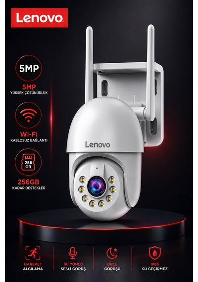 Lenovo 5mp Wifi Adaptörlü Dış Mekan Gece Görüşlü Karşılıklı Konuşma Özellikli Güvenlik Kamerası