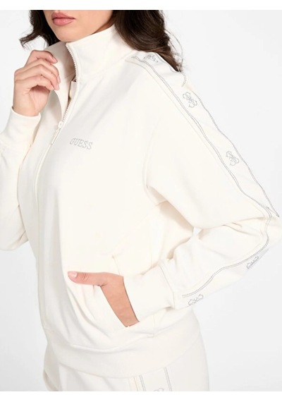 Guess V5bq15kcx22 Octavia High Neck Full Zip Kadın Sweatshirt Krem