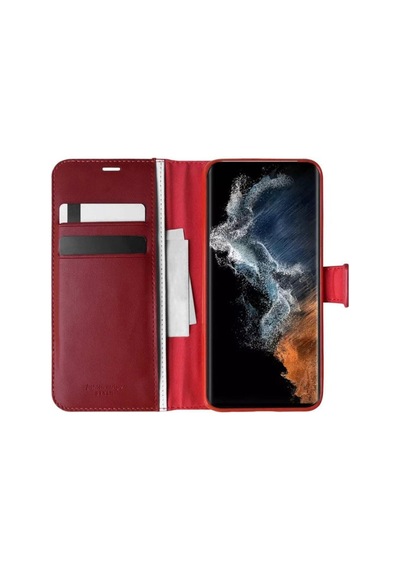 Samsung Galaxy Uyumlu   S23 Ultra Kılıf Kapaklı Standlı Kartlıklı Korumalı Kırmızı Kırmızı-colr65600