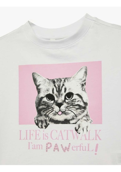 Koton Kedi Baskılı Ekru Kız Çocuk T-shirt 6skg10105ak Ekru Koton Kedi Baskılı Ekru Kız Çocuk T-shirt 6skg10105ak Ekru