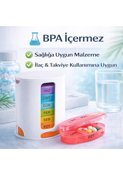 Coofbe Haftalık İlaç Saklama Kutusu 4 Bölmeli 28 Gözlü Kilitli Kapaklı Hap İlaç Kutusu Bpa İçermez Siyah