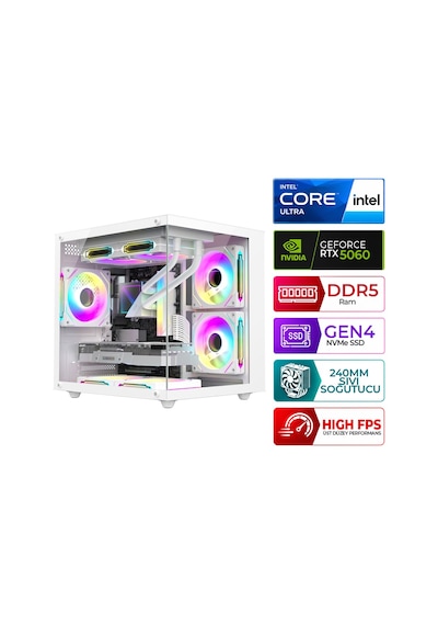 Xaser Kratos X60 Ultra 5 225F 32 GB 1 TB M.2 Nvme SSD 8 GB RTX5060 Masaüstü Oyuncu Bilgisayarı