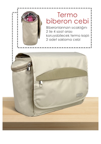 Stylo Stroller Bag Bebek Arabası ve Omuz Çantası X Pro Termos Bölümlü Bej