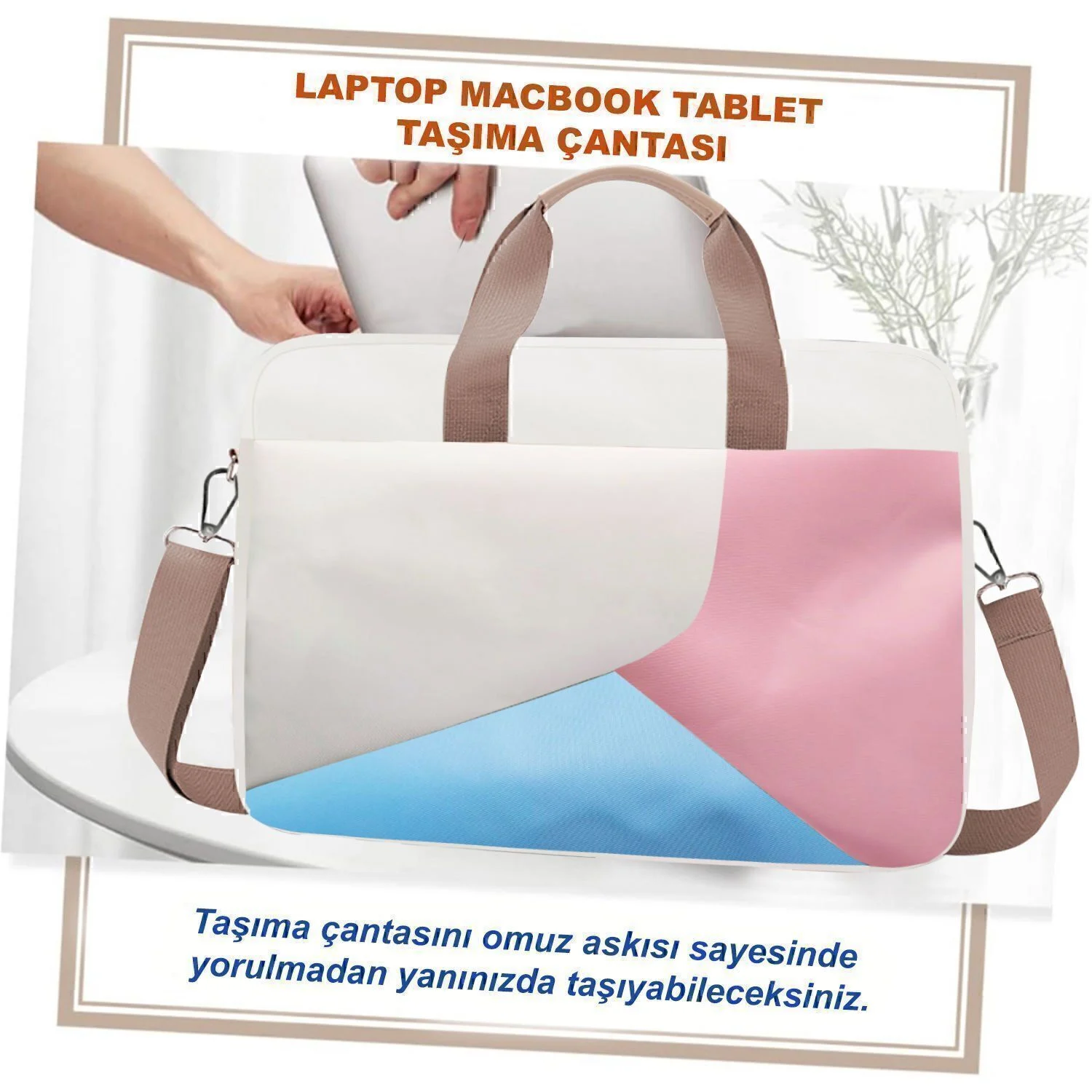 Microcase Samsung Active 4 Pro / Active 5 Pro 10.1'' İle Uyumlu Tablet Çantası 2 Bölmeli Al4227 Krem Pembe Mavi Diğer