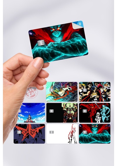 Tengen Toppa Gurren Lagann Kart Kaplama Sticker 8 Adet Çok Renkli