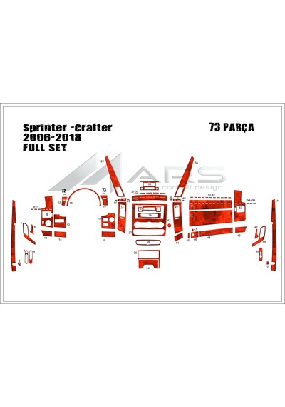 Mercedes Sprinter-crafter Torpido Konsol Kaplama 2006-2018 73 Parça Maun