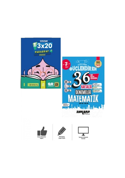 7.sınıf Güçlendiren 32 Haftalık Matematik Denemeleri + Paragraf Deneme Bigelio + Ankara