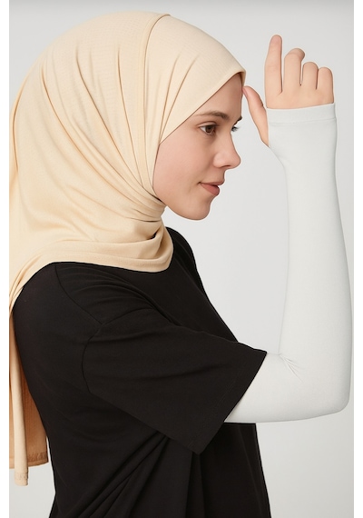 A02teks Pratik Tesettür Kolluk Penye Namaz Kolluğu Düz Beyaz