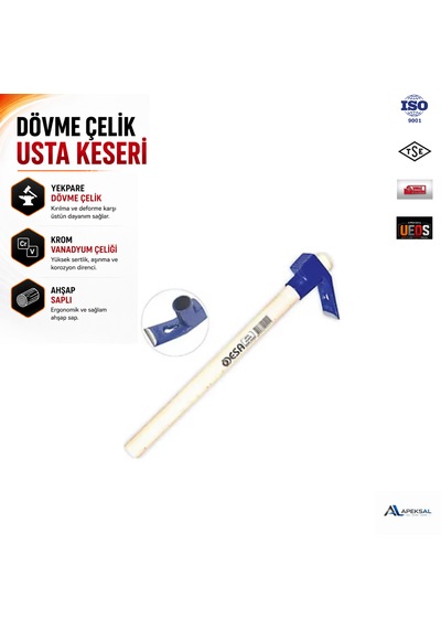 Desa Ahşap Saplı Yekpare Dövme Mavi Usta Keseri Çok Amaçlı Keser