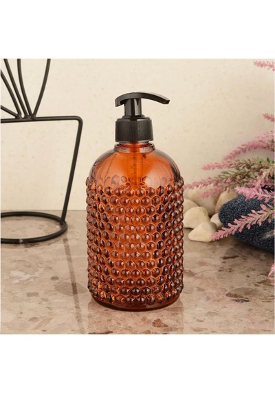 Design Yıldız Cam Sıvı Sabunluk - Amber Çok Renkli