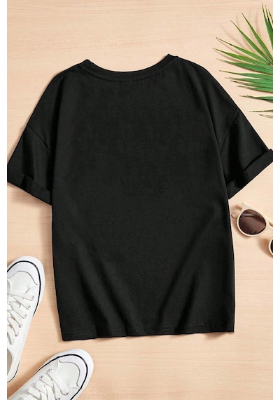 Uyguntarz Çocuk Cartoon Face Pamuklu Tshirt Antrasit