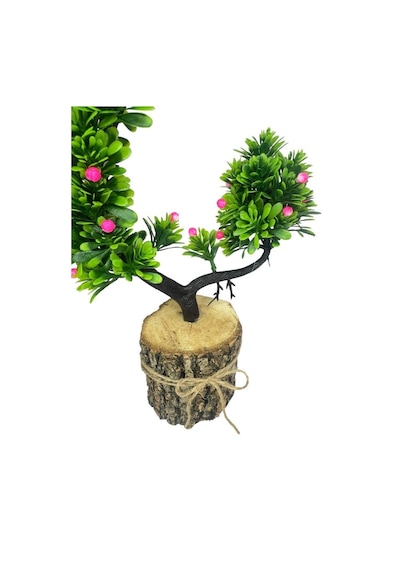 Yapay Çiçek Pembe Çiçekli Bonsai Ağacı Dekoratif Kütük Saksıda Yapay Ağaç Bonzai Hilal Model