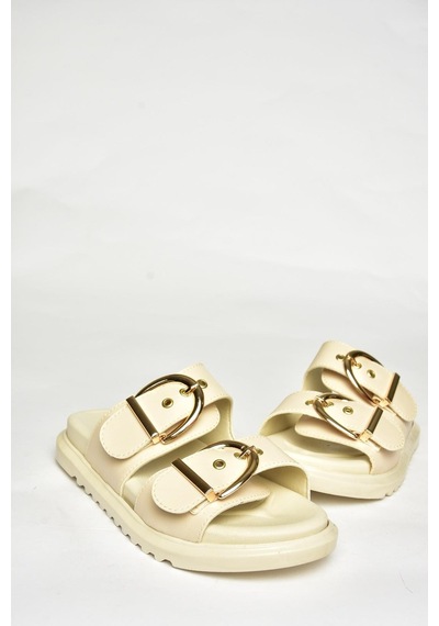 Fox Shoes U725792009 Bej Kadın Terlik Bej-suni Deri