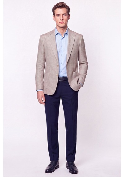 Comfort Fit Torba Cep Esnek Pamuklu Camel Blazer Ceket C 740