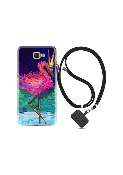 Samsung Uyumlu Galaxy A7 2017 Kılıf Ipli Askılı Queen Flamingo 1748