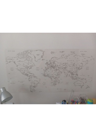 Duvara Kendiliğinden Manyetik Yapışan Yazılıp Silinebilen Dünya Haritası 110 X 56 Cm Şeffaf