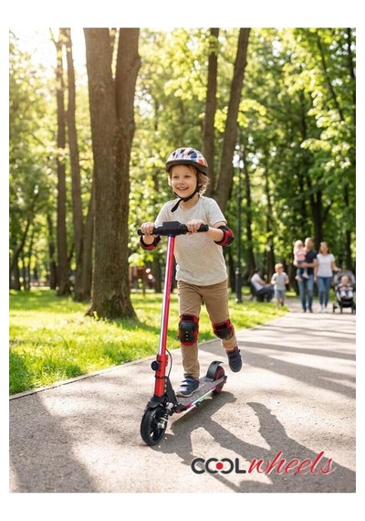 Elektrikli Çocuk Scooter - Çift Frenli Katlanabilir - Led Işıklı - Ön Çift Süspansiyonlu 8+ Siyah