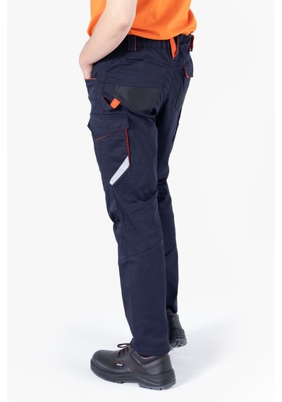 F 2144 Kordura Takviyeli Likralı Pantolon Lacivert - Turuncu