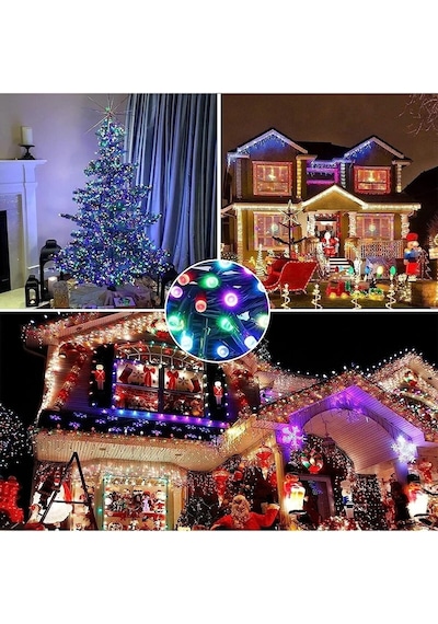 Renkli 10 Metre 100'lü Ledli Yılbaşı Ağaç Işık 8 Fonksiyonlu Rgb Çok Renkli