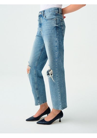 Straight Regular Fit Kadın Pantolon Denim