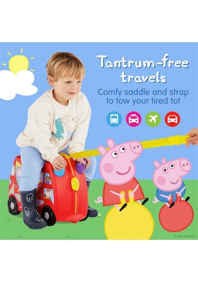 Trunki Peppa Pig Party Bus Binilen Ve Sürülen Çocuk Bavulu Kırmızı