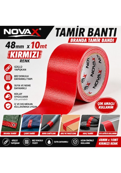 Novax Tamir Bantı 48 Mm X 10 Metre Kırmızı Branda Tamir Bandı