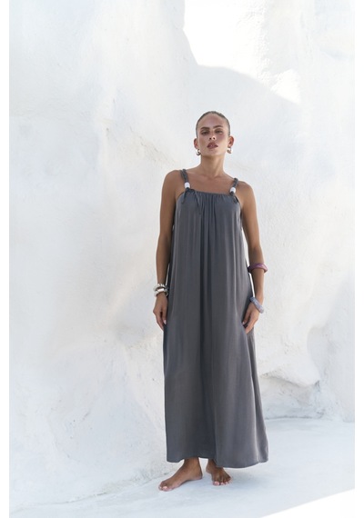 Mai Collection Mai Studios Co. Kasteli Boncuk Detay Antrasit Elbise Antrasit
