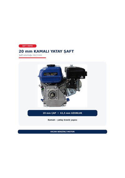 Hyundai Hx200 6,5 Hp Benzinli Motor 20 Mm Şaft Yağlı Hava Filtreli