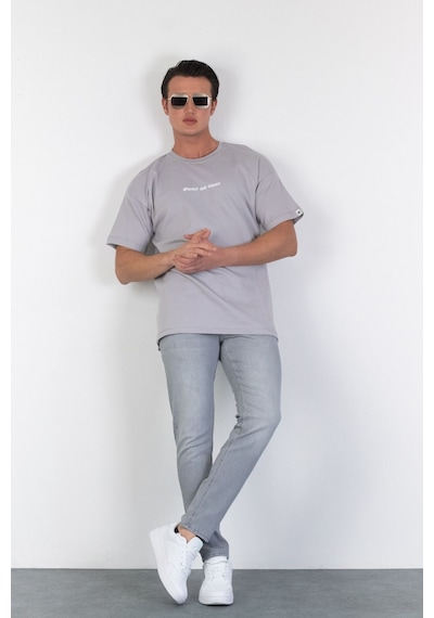 Erkek Gri Slim Fit Dar Kesim Esnek Likralı Denim Jeans Kot Pantol (524238244)