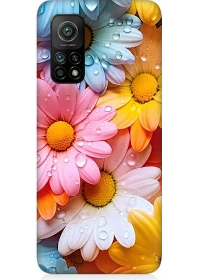 Xiaomi Mi 10t Uyumlu Renkli Çiçekler Damlacık Desenli Silikon Kılıf