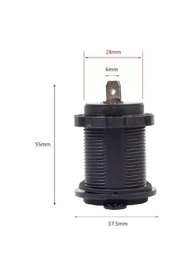 A Kalite Oto Çakmak Fiş Çakmaklık Dişi Pano Tip 30Mm Şase Monteli