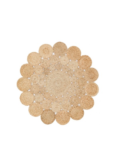 Eko Halı Solo Ca-111 Natural Xw Yuvarlak veya Oval El Dokuma Naturel Jüt Hasır Halı - 150X150