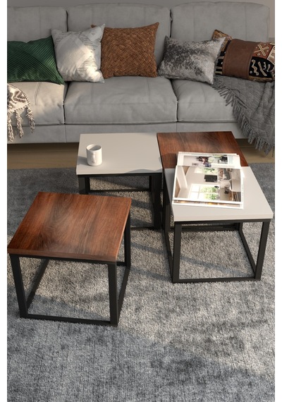 4'lü Kare Orta Sehpa Seti 88x88x40,7 Cm 28 Mm Tabla, Masif Ahşap Ayak Gri / Ceviz Gri+ceviz Gri+ceviz 4'lü Kare Orta Sehpa Seti 88x88x40,7 Cm 28 Mm Tabla, Masif Ahşap Ayak Gri / Ceviz Gri+ceviz Gri+ceviz