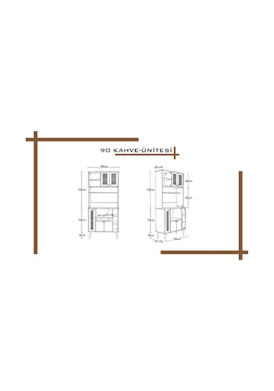 Kahve Köşesi 90 Cm %100 Mdf Panjur Kapak Çok Amaçlı Dolap Kumtaşı