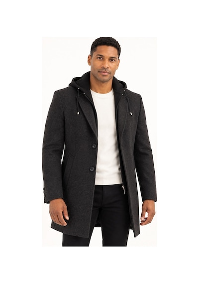 Plt9376 Dewberry Erkek Palto-desenli Siyah