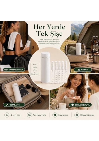 Unikit Seyahat Kiti - Makyaj Serum Diş Macunu Şampuan El Kremi Seyahat Kutusu - Uçak İçin Uygun Sıvı Tüpü Ve Spor...