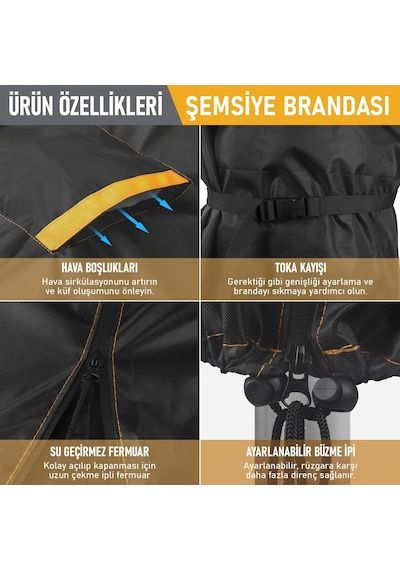 Haegs Bahçe Şemsiye Kılıfı, Veranda Parasol Konsol Şemsiyesi Brandası, Koruma Örtüsü, Su Geçirmez, Hava Koşu Diğer
