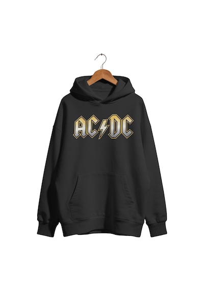 Sevbano Ac Dc Rock Metal Müzik Grubu Baskılı Unisex Oversize Premium Hood Siyah