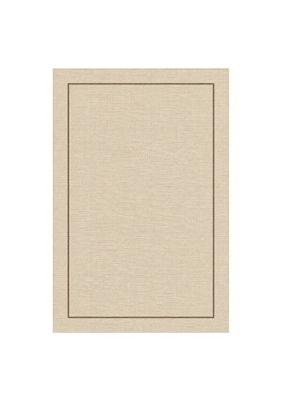 Kartela Halı Sisal Görünümlü Minimal Çerçeveli Halı Bej Kaymaz Taban Makinede Yıkanabilir 100x150 Cm