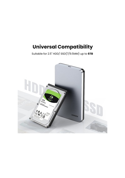 Ugreen 70498 USB-C Sabit Sürücü Koruyucu SATA III SSD HDD Disk