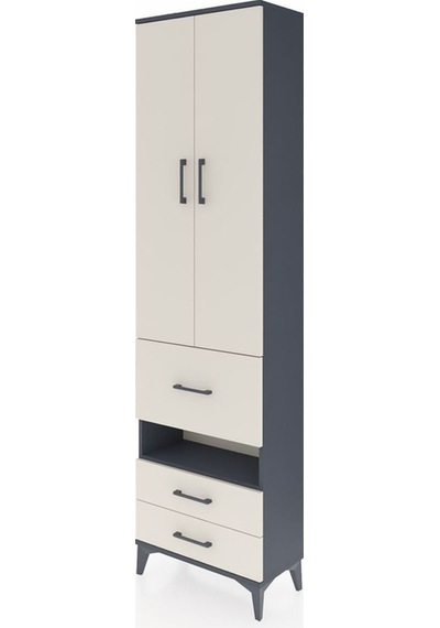 Arges Dolap 3 Raflı 3 Çekmeceli Tek Askılı 60x30x221 Antrasit-aytaşı Antrasit