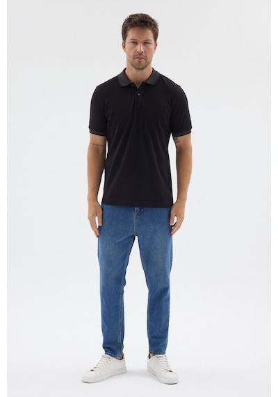 Siyah-antrasit Polo Yaka Pike Kısa Kol Slim Fit %100 Pamuk Tişört 1011260171 Siyah - Antrasit