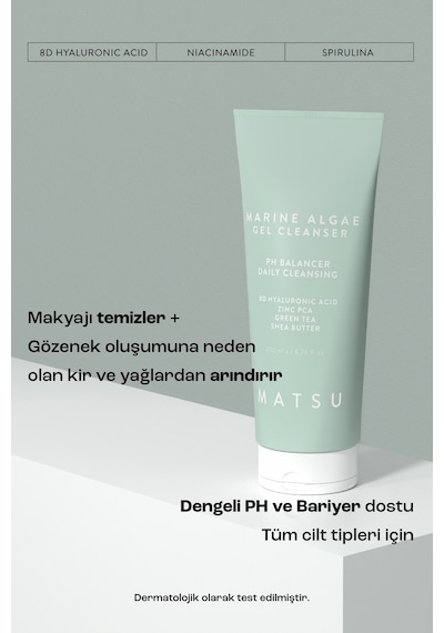 MatsuMarine Algae Sebum Ph Dengeleyici Günlük Temizleme Jeli 200 ML