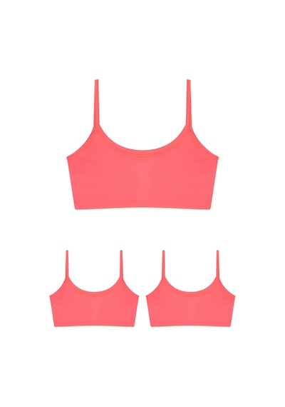 3 Adet Pembe Kız Çocuk Yarım Atlet Pedsiz Pamuklu Genç Kız Alıştırma Sütyeni Pembe